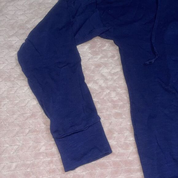 Michael Lauren Blue Vasquez Oversized Lace Front Pullover Blouse - Picture 2 of 4